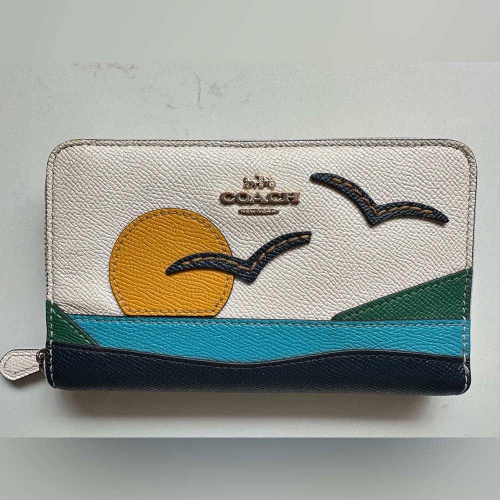 Coach Medium Zip Around Wallet With Sunset Motif